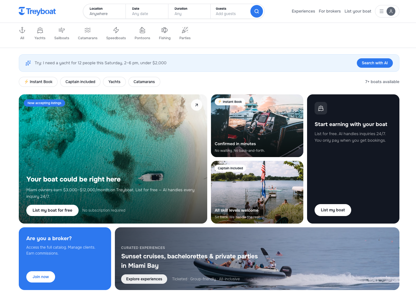 Treyboat — Landing page